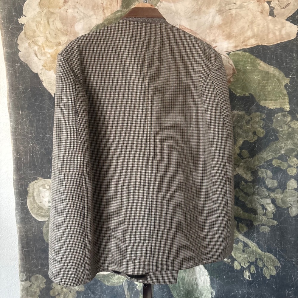 Maison Margiela Houndstooth Plaid Cape Jacket Brown Camel Wool IT 44 US Size 12 - Picture 13 of 16